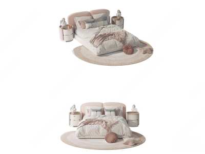 现代儿童床3D模型下载